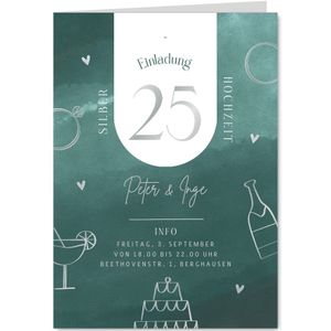 Einladungskarte Silberhochzeit Doodles (Probedruck) | Jubiläumskarten