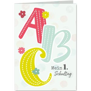 Einladungskarte Einschulung mit großem buntem ABC (Probedruck) | Einschulungskarten