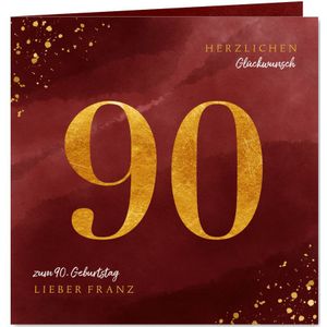 Glückwunschkarte zum 90. Geburtstag Goldzahl | Geburtstagskarten