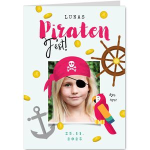 Einladung Piraten-Kindergeburtstag Mädchen (Probedruck) | Kindergeburtstag