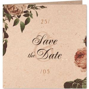'Save the Date' Karte Vintagerosen auf Kraftpapier (Probedruck) | Hochzeitskarten