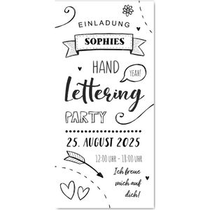 Einladung zum 10. Kindergeburtstag Handlettering (Probedruck) | Kindergeburtstag