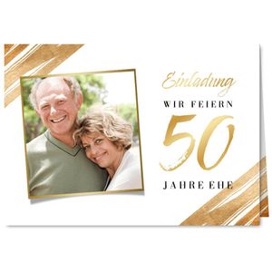 Einladung Goldene Hochzeit Foto & Goldakzente (Probedruck) | Jubiläumskarten