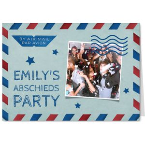 Fotoeinladung zur Abschiedsparty Air Mail (Probedruck) | Einladungskarten
