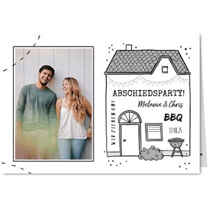 Einladung zur Abschiedsparty Foto & BBQ (Probedruck) | Einladungskarten