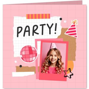 Foto-Einladungskarte Kindergeburtstag Scrapbook Discokugel (Probedruck) | Kindergeburtstag