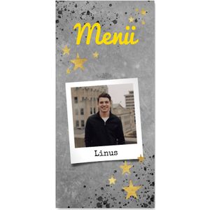 Menükarte Konfirmation Betonlook, Foto und Sterne (Probedruck) | Konfirmationskarten