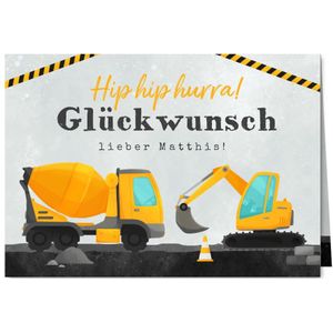 Geburtstagskarte 3. Geburtstag mit Bagger | Geburtstagskarten