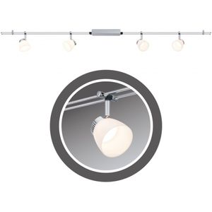 LED Railsysteem verlichting plafond met 4 spots - Complete set - Railverlichting Chroom