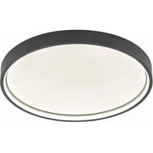 Slim LED Plafonniere 45 cm - Plafondlamp dimbaar zonder dimmer - Warm wit licht - Antraciet