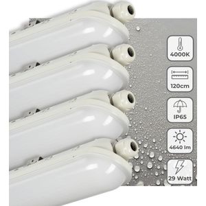 4 PACK - LED's Light Pro LED TL armatuur compleet 120 cm - Waterdicht - 4640 lm