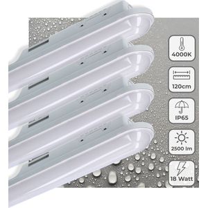 4 PACK - LED's Light Universele LED TL verlichting compleet 120 cm - voor binnen en buiten - 2500 lm