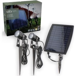 LED's Light Solar Tuinspots met Afneembaar Zonnepaneel - 2 Tuin Spotjes met Sensor