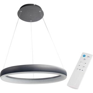 Smart LED Hanglamp ring 60 cm - Bedienbaar met afstandsbediening en app - White & Color - Zwart