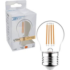 LED Lamp E27 - Helder glas - Warm wit licht - 470 lm