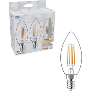 LED Lampen Kaars E14 - helder glas - Warm wit licht - 470 lm - 3PACK