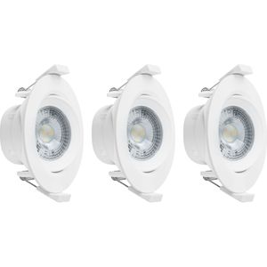 LED's Light 3-pack DimPro LED Inbouwspots Wit - Ø 68mm - Kantelbaar - Dimbaar - Warm wit