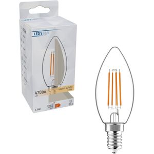 LED Lamp Kaars E14 - helder glas - Warm wit licht - 470 lm
