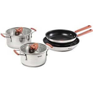 Tefal Opti'Space 4-delige Pannenset (kookpan 18/20 cm met Deksel Koekenpan 24/28 Cm) - Inductie