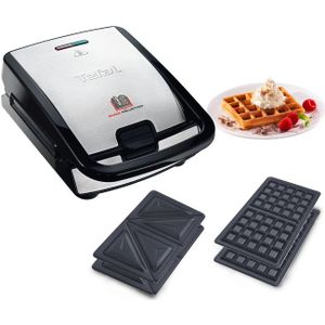 Tefal SW852D Snack Collection Wafelijzer Zwart/RVS