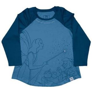 Pinocchio by Loungefly Tee T-Shirt Unisex Blue Fairy Shirred Raglan