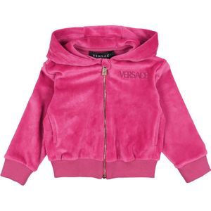 Versace Cardigan - Fluweel - Fuchsia m. Logo - Versace - 24 mnd - Cardigan