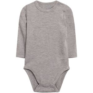 Hust and Claire Romper l/s - Buller - Bamboe - Grijs Gemeleerd - Hust and Claire - 1 jaar (80) - Romper L/S