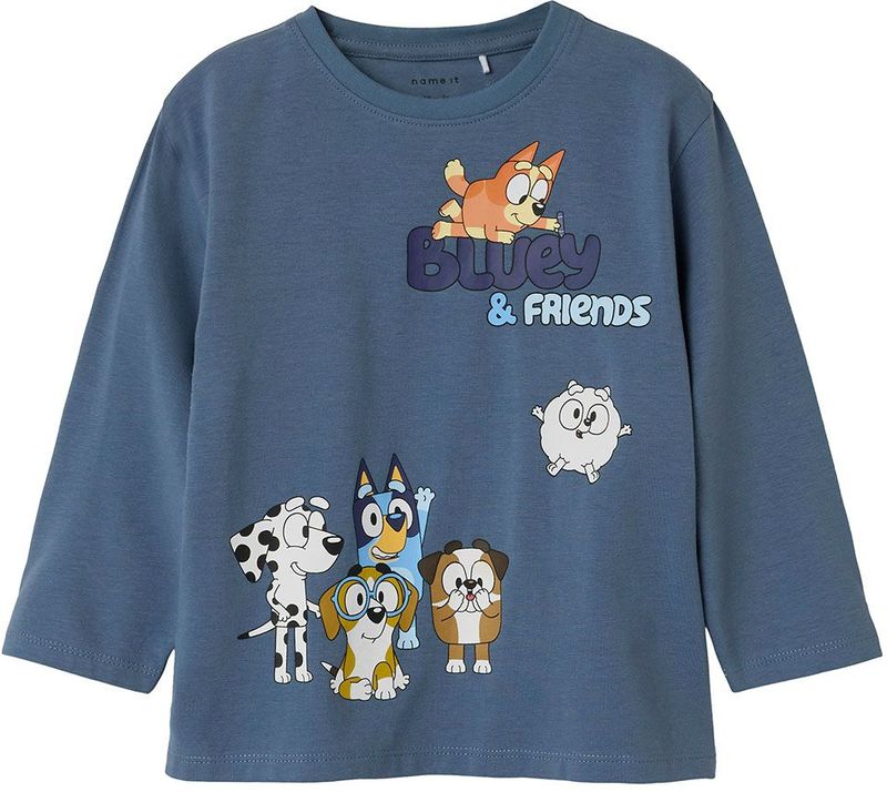 Name It Blouse - NmmNiels Bluey - Vuursteen Stone m. Print - Name It - 2 jaar (92) - Blouse