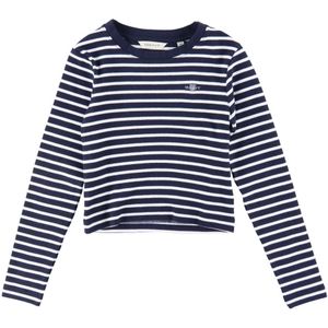 GANT Blouse - Bijgesneden - Rib - Evening Blue/Wit Gestreept - GANT - 13-14 jaar (158-164) - Blouse