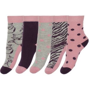 Minymo Sokken - 5-pack - Grijs/Roze - Minymo - 23/26 - Sokken