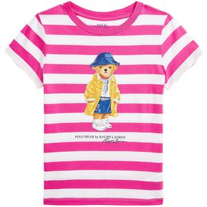 Polo Ralph Lauren T-Shirt - Roze/Wit Gestreept m. Knuffel - Polo Ralph Lauren - 7 jaar (122) - T-Shirt