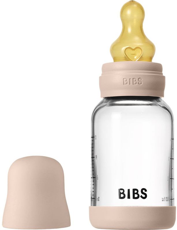 BIBS Babyflesje - 120 ml - Glas/Natuurlijk Rubber - Blush - BIBS - OneSize - Babyflesje