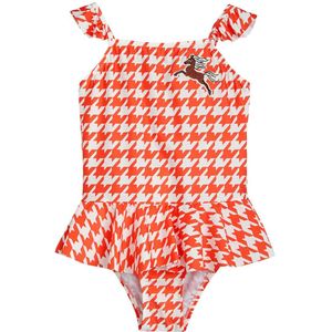 Mini Rodini Zwempak - UV50+ - Houndstooth - Rood/Wit - Mini Rodini - 80/86 - Badmode