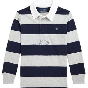 Polo Ralph Lauren Poloshirt - Rugby - Grijs Gevlekt/Zwarte stree - Polo Ralph Lauren - 18-20 jaar - Blouse