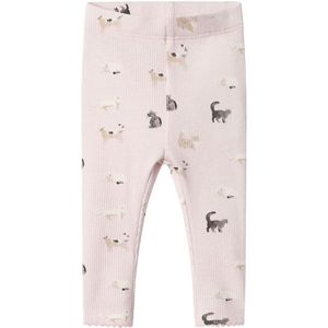 Name It Leggings - Rib - NbfBrigit - Light Lilac m. Katten - Name It - 1½ jaar (86) - Leggings