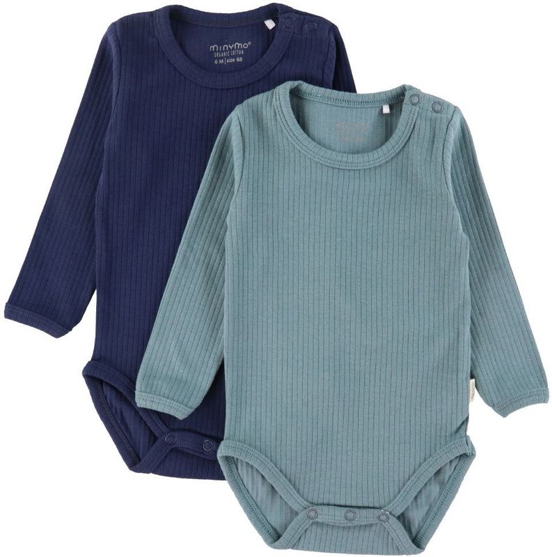 Minymo Rompers l/s - 2-pack - Kobold Blue - Minymo - 1 jaar (80) - Romper L/S