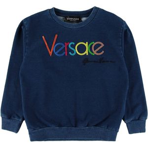 Versace Sweatshirt - Blauw m. Logo - Versace - 8 jaar (128) - Sweatshirt