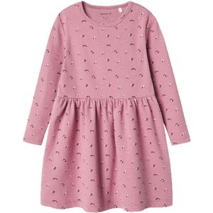 Name It Jurk - Rib - NmfOlinnes - Mauve Orchid m. Bloemen - Name It - 2 jaar (92) - Jurk