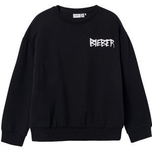 Name It Sweatshirt - NkfJabs Justin Bieber - Zwart - Name It - 6 jaar (116) - Sweatshirt