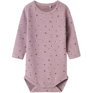 Name It Romper L/æ - NbfTusia - Elderberry m. Bloemen - Name It - 68 - Romper L/S