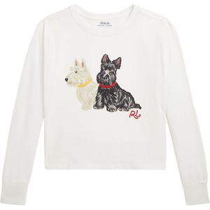 Polo Ralph Lauren Blouse - Bijgesneden - Wit m. Honden - Polo Ralph Lauren - 16 jaar (176) - Blouse