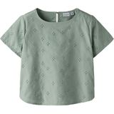 Name It Overhemd s/s - NkfVioleta - Aqua Grijs m. Borduurwerk An - Name It - 6 jaar (116) - Hemd S/S