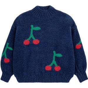 Bobo Choses Blouse - Gebreid - Cherry helemaal - Navy Blue - Bobo Choses - 6-7 jaar (116-122) - Blouse