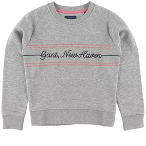 GANT Sweatshirt - GANT Script - Grijs Gevlekt - GANT - 11-12 jaar (146-152) - Sweatshirt