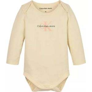 Calvin Klein Romper L/æ - Monogram - Nagloed/Pink Sand - Calvin Klein - 1 jaar (80) - Romper L/S