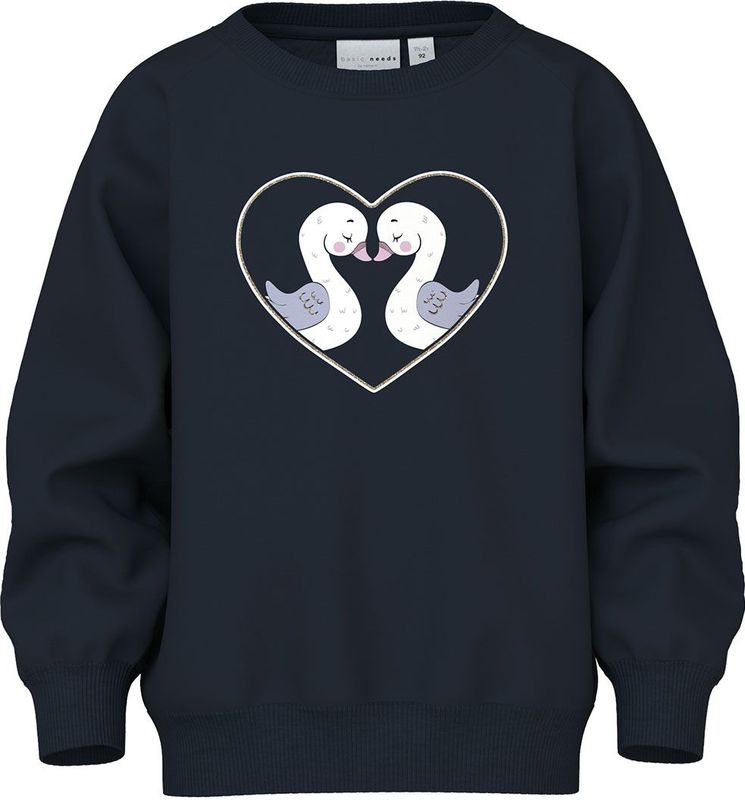 Name It Sweatshirt - NmfVenus - Dark Sapphire/Heart Zwanen - Name It - 5 jaar (110) - Sweatshirt