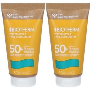 BIOTHERM WATERLOVER Anti-Ageing Zonnecrème SPF50+ voor Gezicht 2x50 Crème