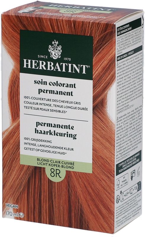 Herbatint Permanente Haarkleuring 8R Licht Koper Blond 170 Tinctuur