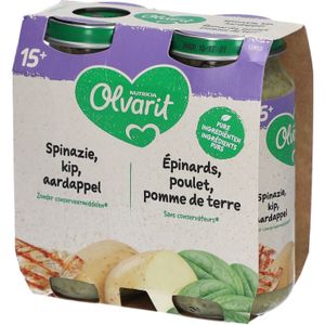 Olvarit | Groentepap Babyvoeding Vanaf 15 Maanden Kip Spinazie Aardappel 2x250
