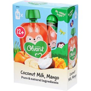 Olvarit | Knijpzakje Babyvoeding Vanaf Dès 12 Maanden Mango Kokos Smoothie 4x100